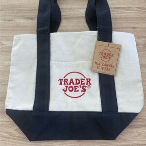 Trader Joe's Mini Canvas Tote in Neutral and Navy